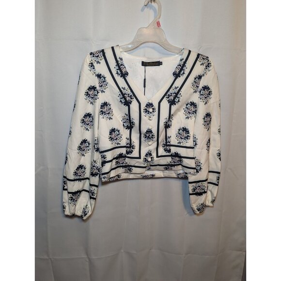 Lady Sunshine Floral V-neck Boho Bohemian Style Long Sleeve Blouse Size Medium - Picture 1 of 16